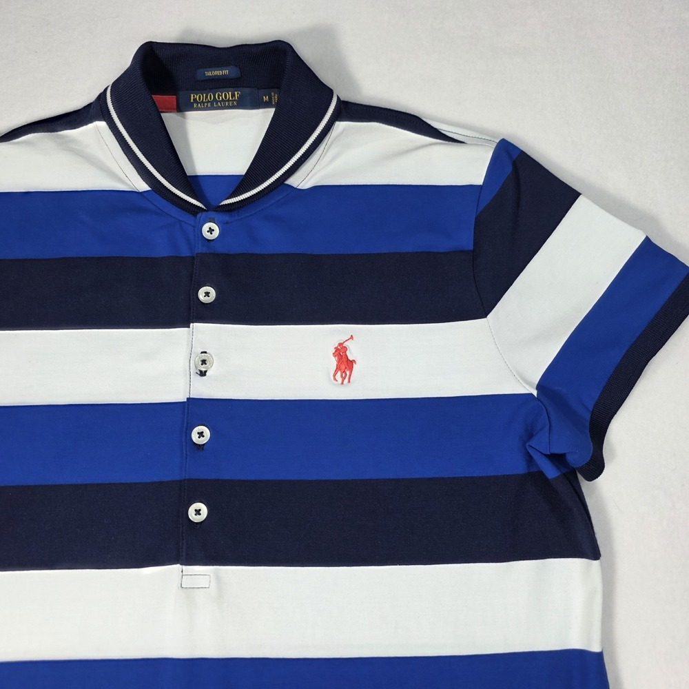 Ralph Lauren Golf Tailored Fit Pony Polo Shirt Women's M Blue & White Stripe
